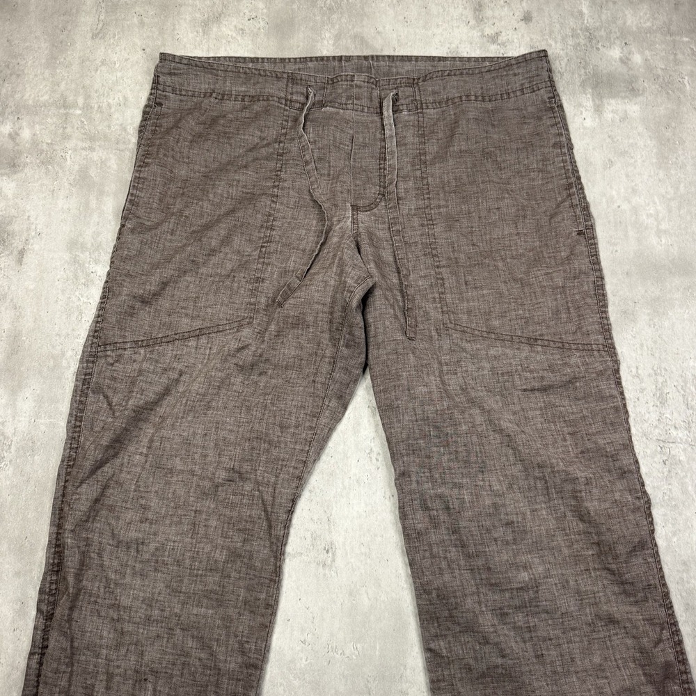 Prana Sutra Hemp Blend Pants Mens Snall Brown Drawstring Yoga Hiking Trousers